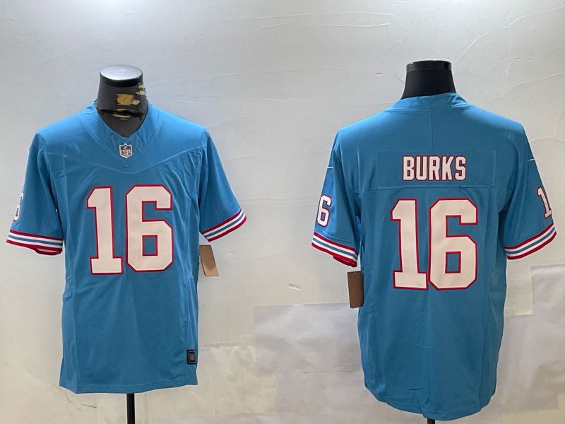 Men Tennessee Titans #16 Burks Light Blue Throwback Three generation 2024 Nike Limited NFL Jersey style 1->tennessee titans->NFL Jersey